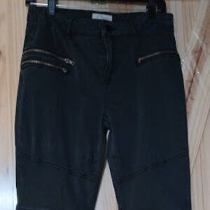 Elan Black SkinnymMoto Pant Zipper accent Sz Large 9/10 Soft Lightweight Stretch